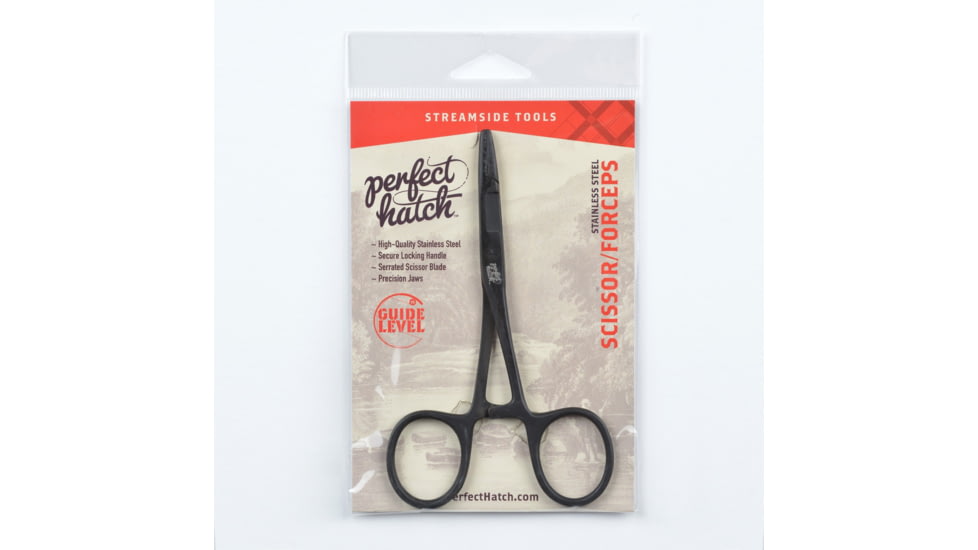 Perfect Hatch Stainless Steel Forceps Scissor, Anodized, 6in, Black, PH-A-SFS-B06