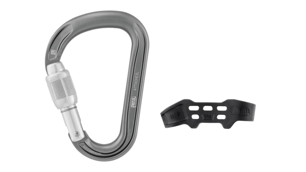 Petzl Attache Locking Pear-Shaped Carabiner With Unidirectional Positioning Bar, Gray, M038CA00