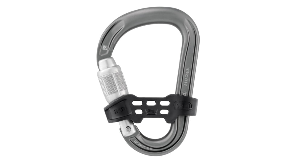 Petzl Attache Locking Pear-Shaped Carabiner With Unidirectional Positioning Bar, Gray, M038CA00