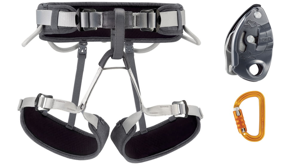 Petzl Corax Harness Kit with GRIGRI Belay System and SmD Carabiner, Gray, 2, K032AA01