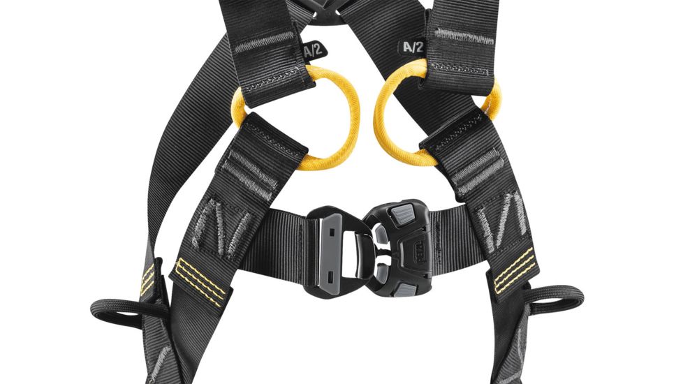 Petzl Full Body Harness, w/ANSI &amp; CSA certifications, Yellow/Black, 28-36in waist C73AAA 1U