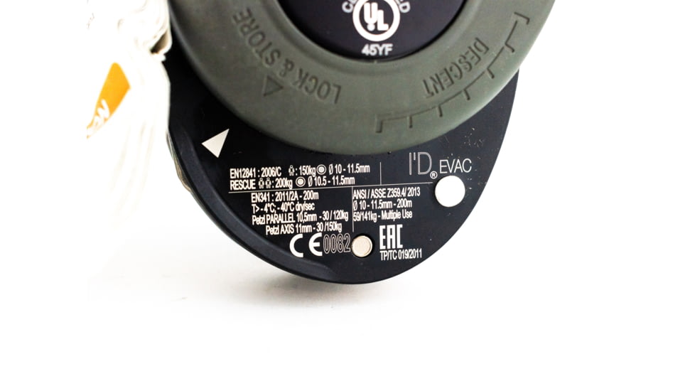 Petzl I'D Evac Descender, Black, 10-11.5 mm, D020CA01