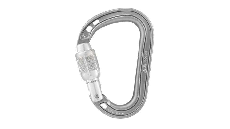 Petzl Rocha Pear-Shaped Screw Lock Carabiner, Light Gray, M027AA01