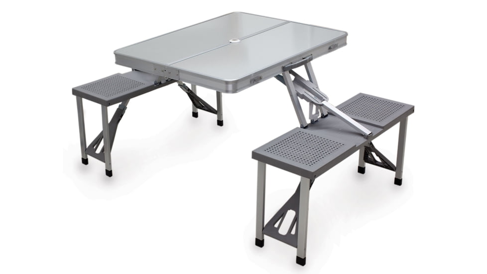Picnic Time Portable Aluminum Picnic Table and Seats-Aluminum