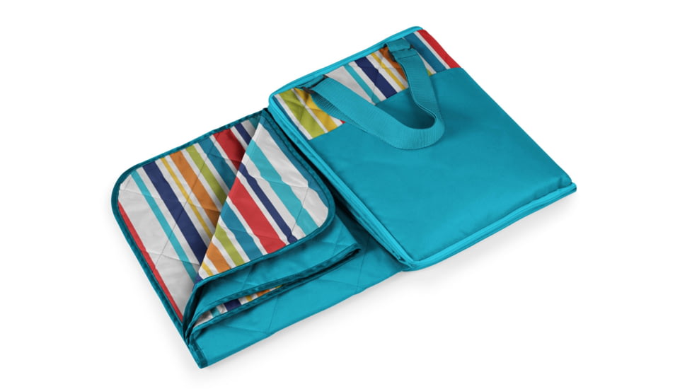 Picnic Time Vista Outdoor Blanket-Aqua blue with fun stripes
