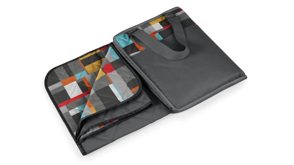 Picnic Time Vista Outdoor Blanket-Grey with geometric print