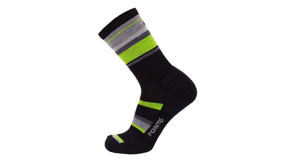 Point 6 Active Band Light Crew  Men's Socks, Black/Super Lime, Large 2722-276-07
