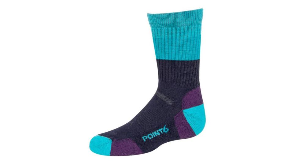 Point 6 Block Stripe Extra Light Crew Kids Socks, Dark Navy, Small, 4538-233-02