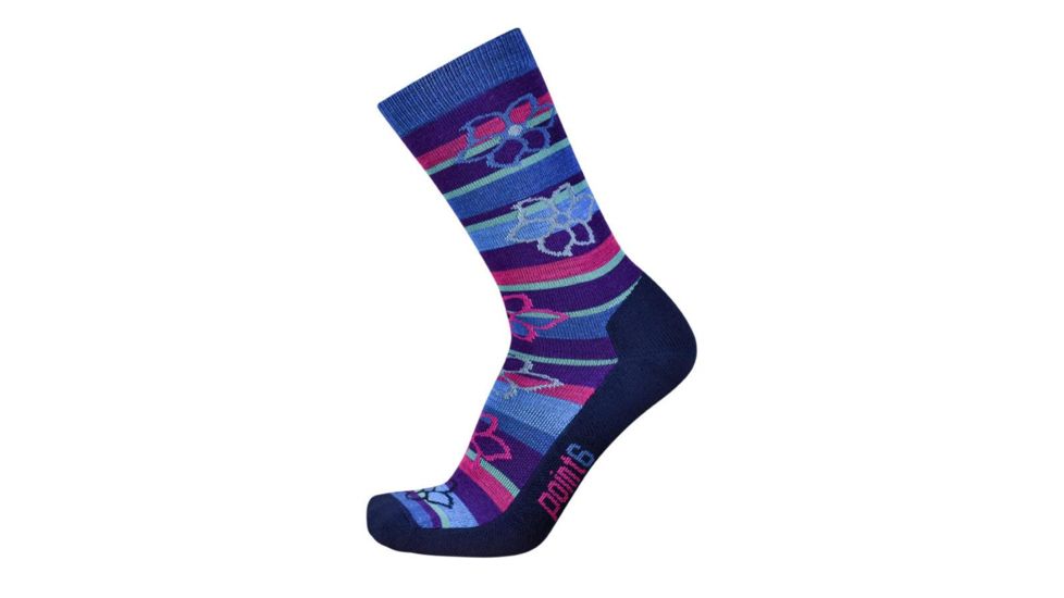 Point 6 Bolivian Stripe Extra Light 3/4 Crew Women's Sock, Dark Navy, Small 2852-204-05