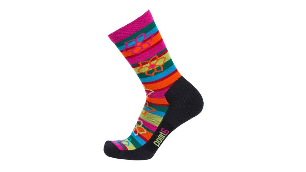 Point 6 Bolivian Stripe Extra Light 3/4 Crew Women's Sock, Black, Small 2852-233-05