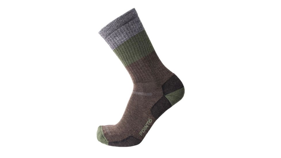 Point 6 Hiking Blast Block Stripe Light Crew Men's Socks, Chestnut, Large 2561-203-07