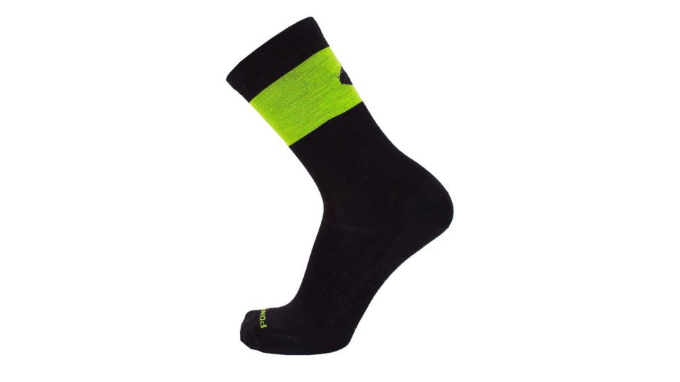 Point 6 Pop Top Ultra Light Crew  Men's Socks, Black/Super Lime, Medium 1270-276-06