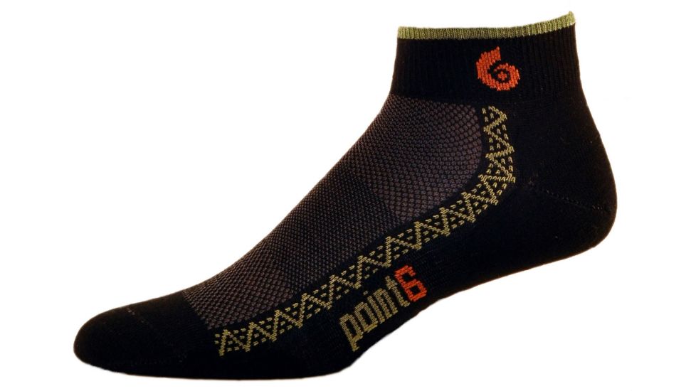 Point 6 Running Ultra Light Mini Sock - Mens-Black-Large