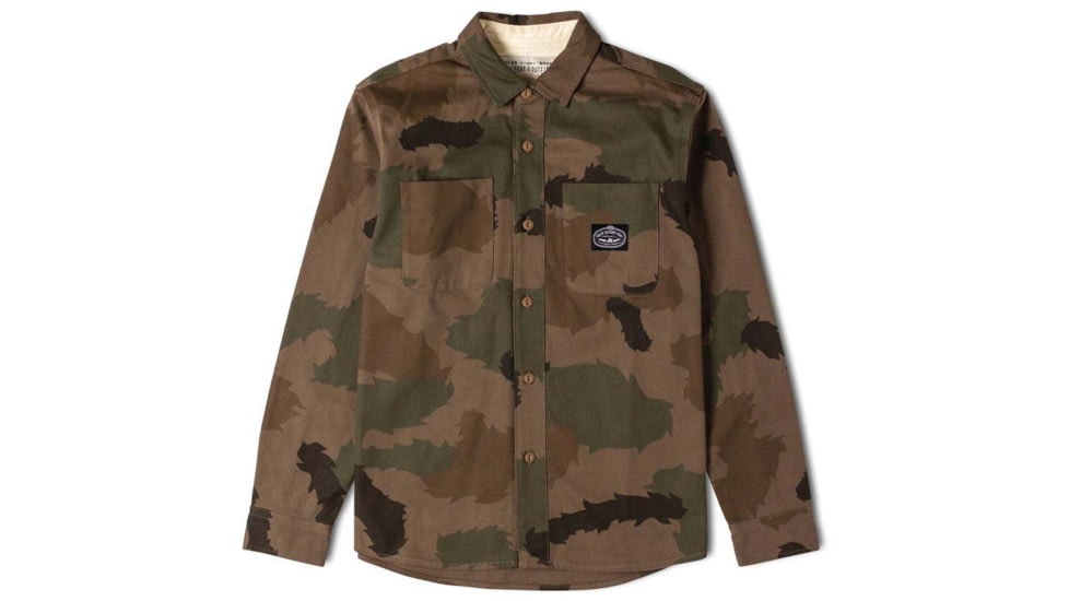 Poler Sisal Duck Canvas Overshirt, Large, Olive Furry Camo, 21310007-Olive Furry Camo-L