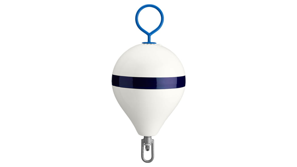 Polyform U.S. Mooring Buoy w/Iron 13.5" Diameter - White Blue Stripe 36840