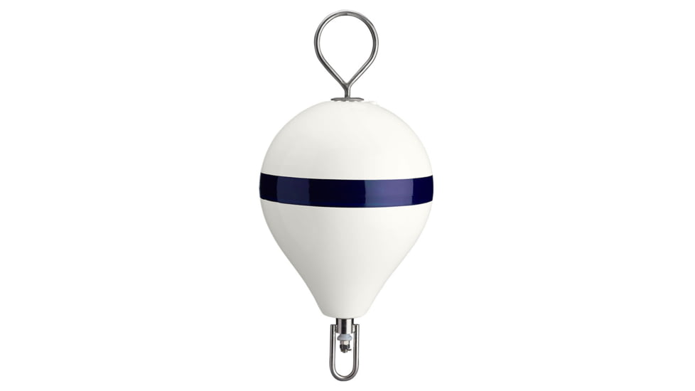 Polyform U.S. Mooring Buoy w/SS 13.5" Diameter - White Blue Stripe 36842