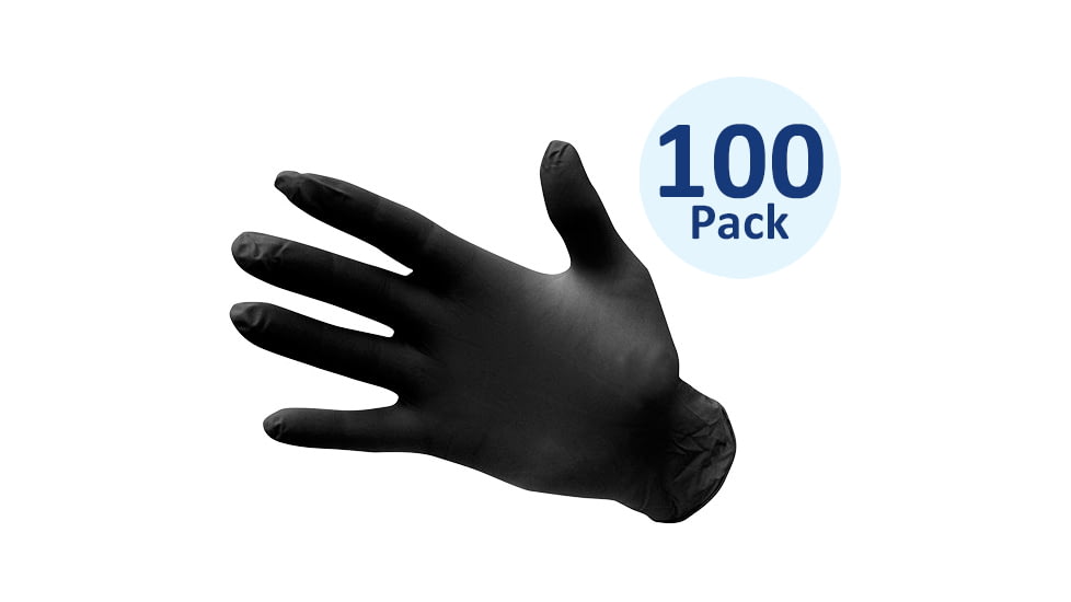 Portwest Powder Free Nitrile Disposable Gloves, Pack 100, Black, Large, A925BKRL