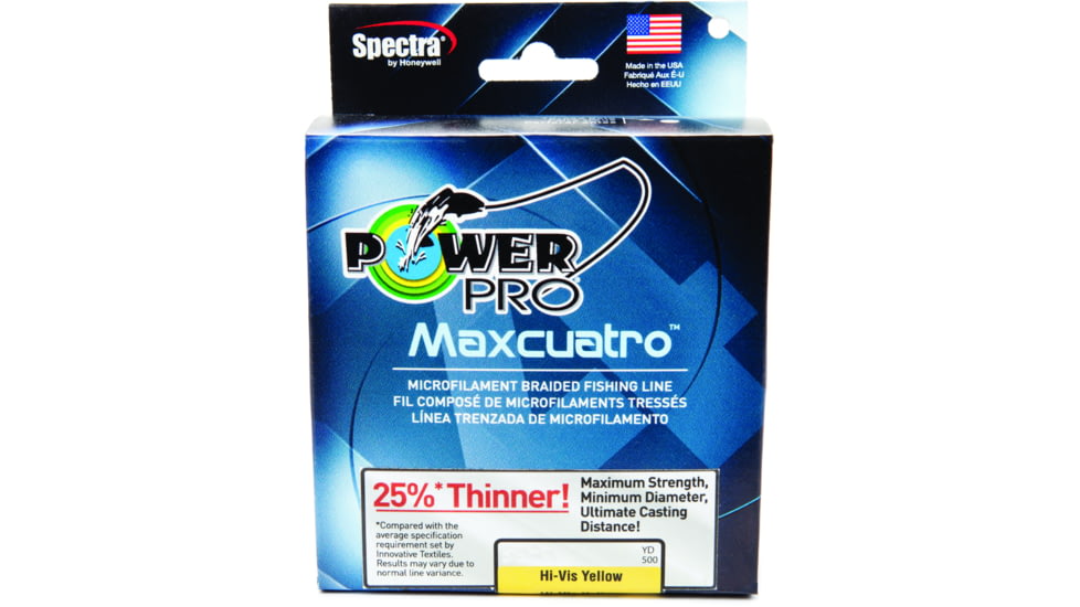 Power Pro MaxCuatro Spectra HT Braided Fishing Line 100lb 500yd Hi-Vis Yellow, 33401000500Y