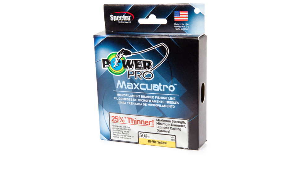 Power Pro MaxCuatro Spectra HT Braided Fishing Line 80lb 3000yd Hi-Vis Yellow, 33400803000Y