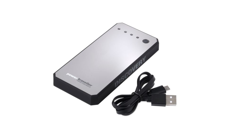 PowerTraveller Discovery Compact Charger, Black/Chrome, 5.3 x 2.5 x .59 in PTL-DISC001