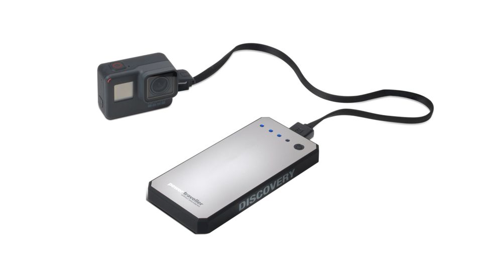 PowerTraveller Discovery Compact Charger, Black/Chrome, 5.3 x 2.5 x .59 in PTL-DISC001