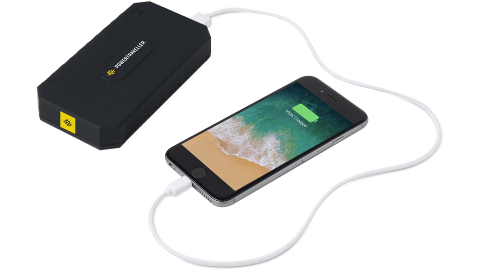 PowerTraveller Extreme Solar powered Charger, Black/Orange Striping, Battery -5.3 x 2.8 x .78 mm, solar -7.91 x 4.48 x , PTL-EXT001