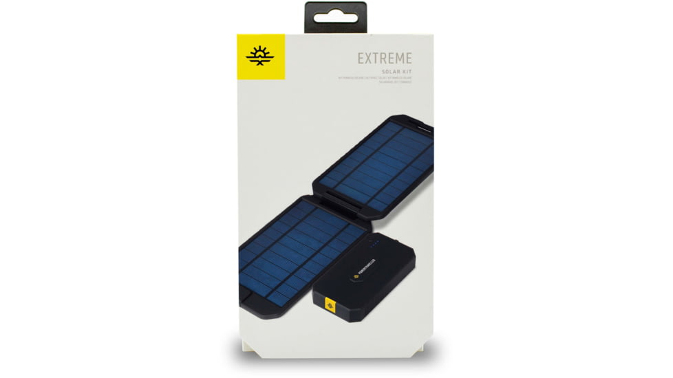 PowerTraveller Extreme Solar powered Charger, Black/Orange Striping, Battery -5.3 x 2.8 x .78 mm, solar -7.91 x 4.48 x , PTL-EXT001