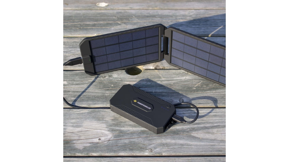 PowerTraveller Extreme Solar powered Charger, Black/Orange Striping, Battery -5.3 x 2.8 x .78 mm, solar -7.91 x 4.48 x , PTL-EXT001