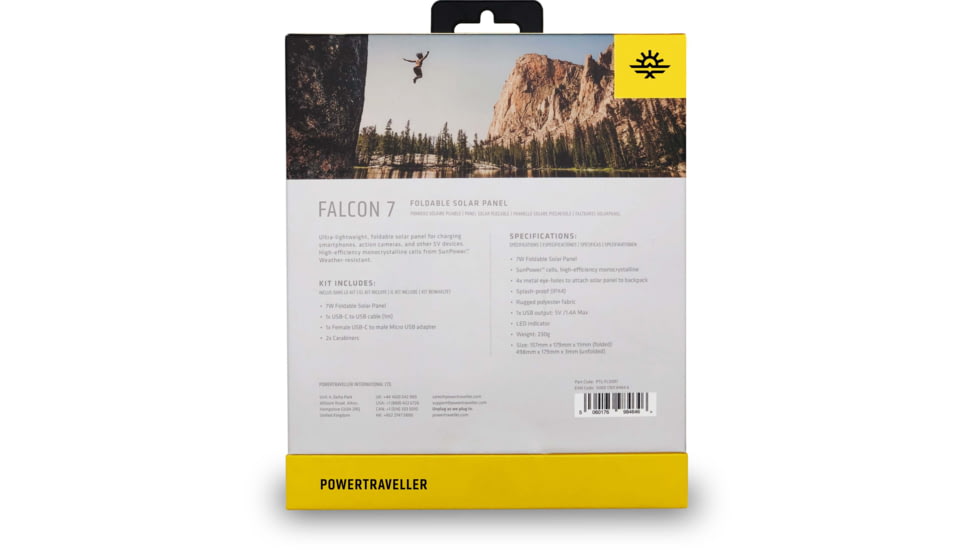 PowerTraveller Falcon 7 Foldable Solar Panel, Black, PTL-FLS007