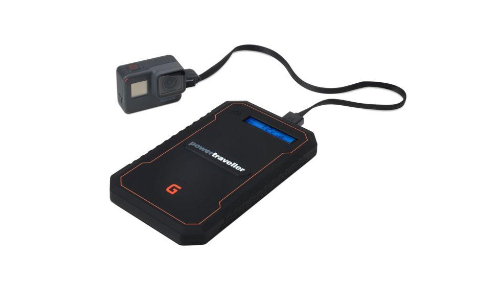 PowerTraveller Mini-G Charger, Black/Orange Striping, 7.5 x 4.3 x .70 in PTL-MNG001