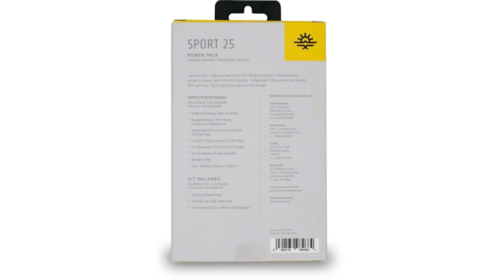 PowerTraveller Sport 25 Power Pack, Black, PTL-SPT001
