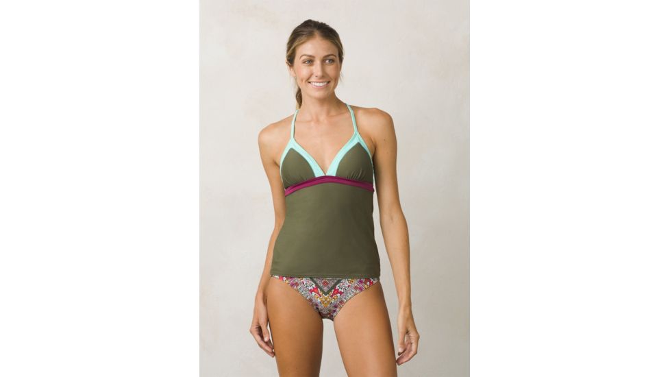 prAna Aleka Tankini Swim Top Womens, Cargo Green Color Block, Medium, W1ALEK115-CGCX-M