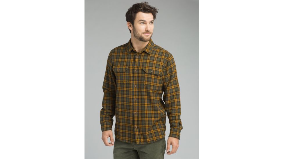 prAna Ansel Long Sleeve Flannel Shirt- Men's, Cargo Green, X-Large, M23181370-CAGR-XL