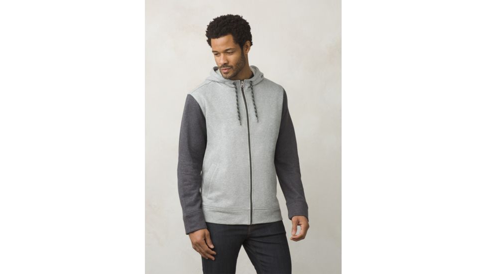Prana Asbury Full Zip Hood Mens, Black Heather Colorblock, Small, M21181325-BHCX-S