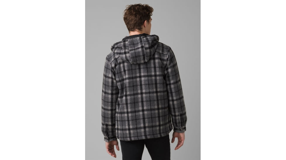 prAna Asgard Hooded Flannel Shirt, Charcoal, XLarge, 1964511-020-ST-XL