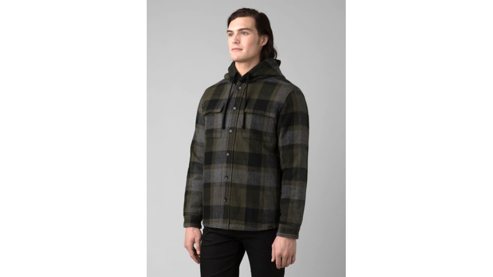 prAna Asgard Hooded Flannel Shirt - Mens, Black, Large, 1964511-001-ST-L