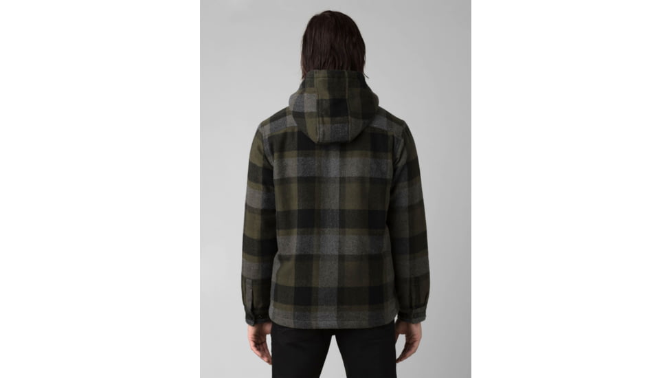 prAna Asgard Hooded Flannel Shirt - Mens, Black, Large, 1964511-001-ST-L