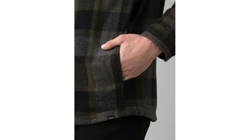 prAna Asgard Hooded Flannel Shirt - Mens, Black, Large, 1964511-001-ST-L