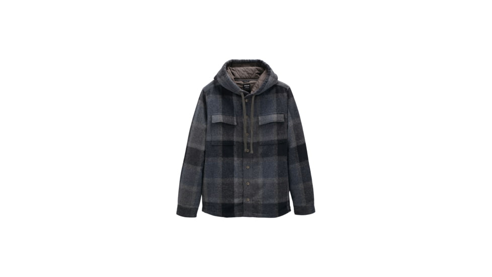 prAna Asgard Hooded Flannel Shirt - Mens, Charcoal, Medium, 1973731-020-M