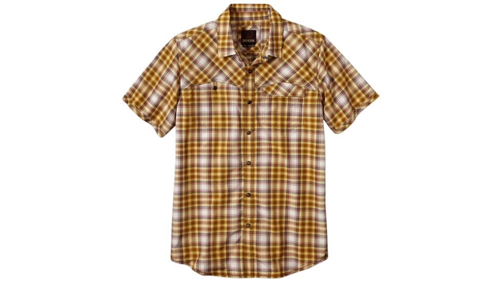 prAna Benson Slim Short Sleeve Shirt - Men's-Yellow-Large