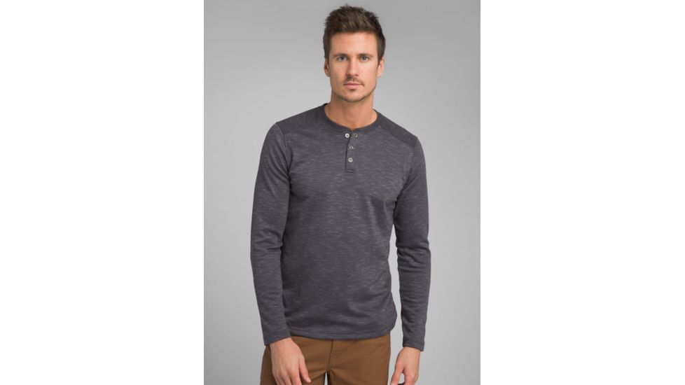 prAna Bismark Long Sleeve Shirt - Mens, Coal Heather, Medium, M23190638-COHT-M