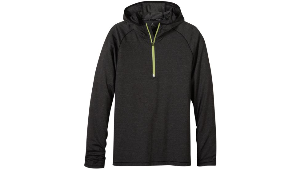 prAna Breaker Hooded 1/4 Zip Shirt - Men's -Black-Small