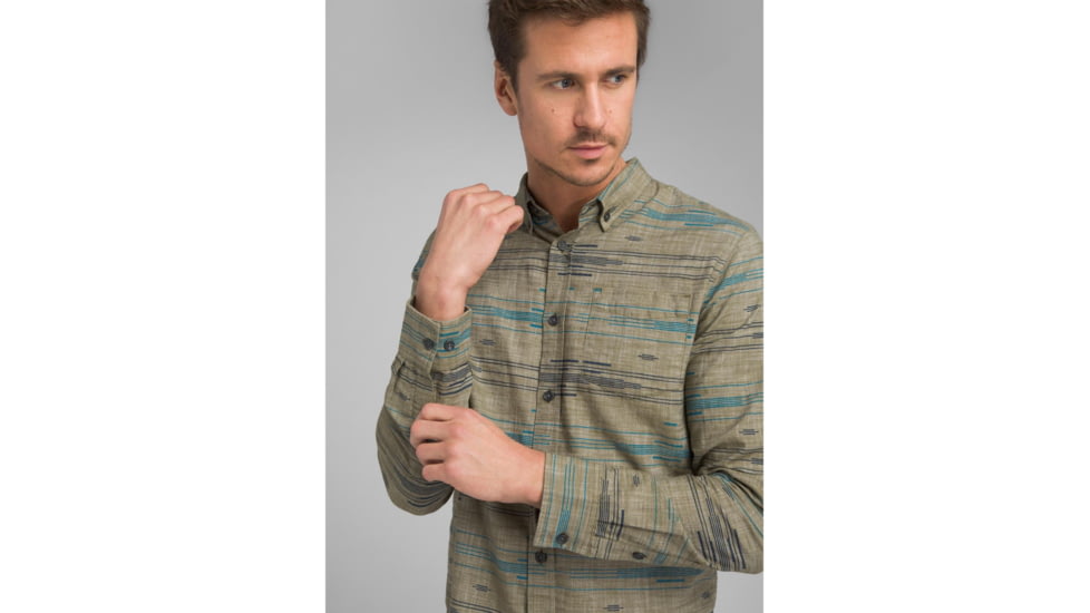 prAna Broderick Long Sleeve - Mens, Vert Green, Small, M23170452-VRGR-S