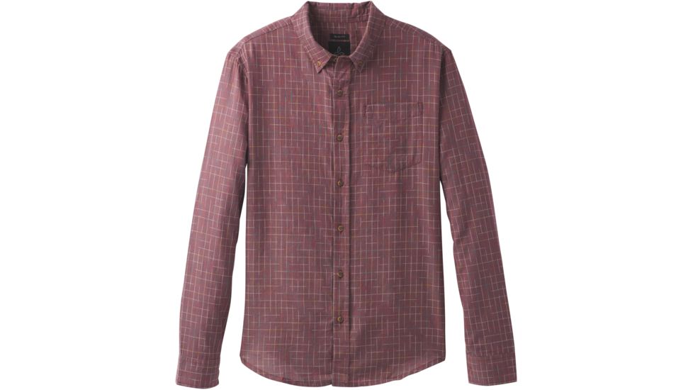 prAna Broderick Long Sleeve Shirt - Men's-Nocturnal Red-Large