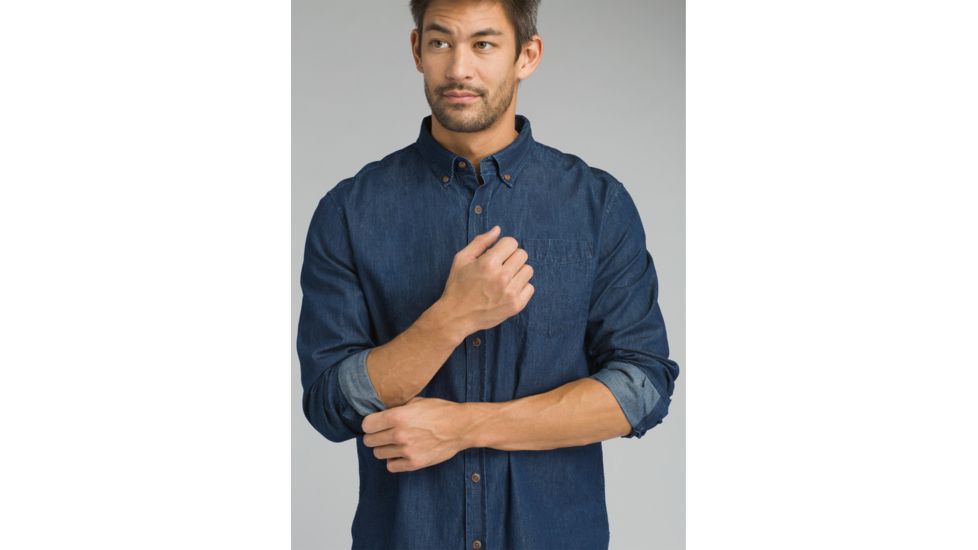 prAna Broderick Long Sleeve Shirt - Mens, Indigo, X-Large, M23170452-IND-XL