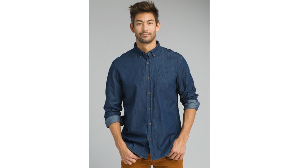 prAna Broderick Long Sleeve Shirt - Men's, Indigo, X-Large, M23170452-IND-XL