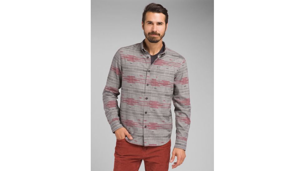 prAna Broderick Long Sleeve - Mens, Gravel, Small, M23170452-GRA-S
