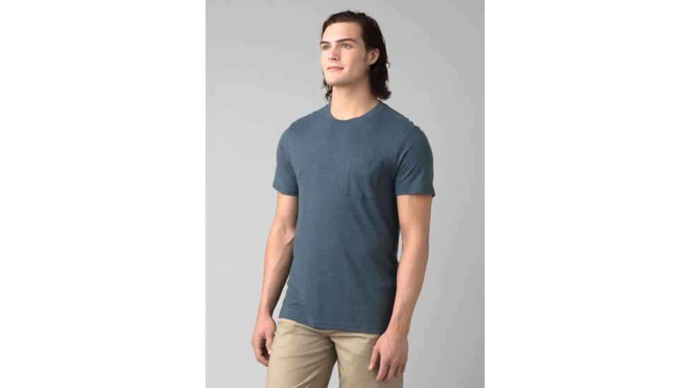 prAna Cardiff Short Sleeve Pocket T-Shirt - Men's, Extra Large, Deep Stellar Heather, 1969891-402-SL-XL