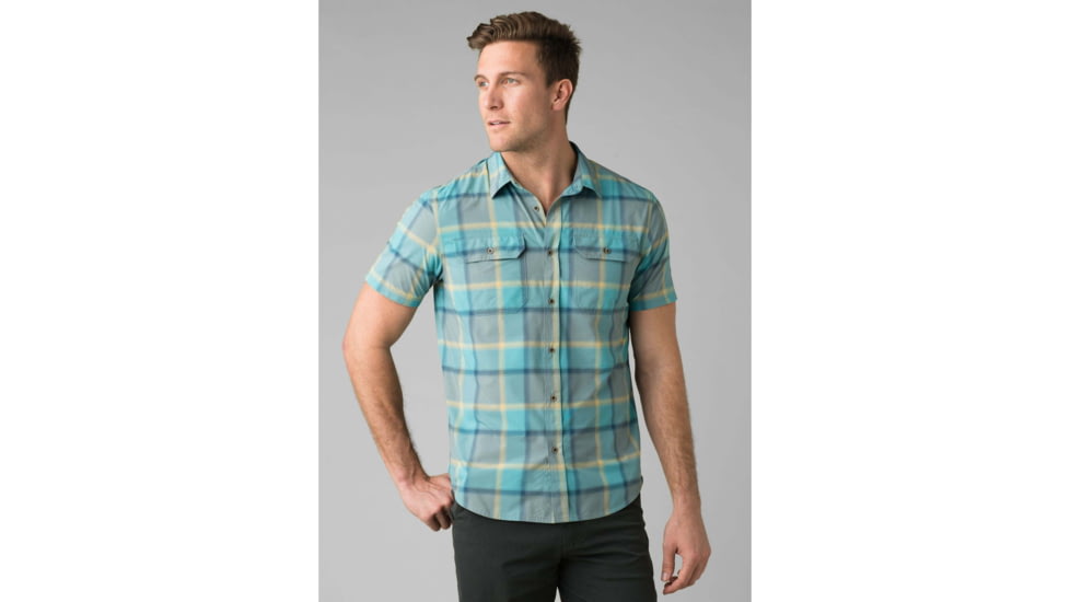 prAna Cayman Plaid Shirt - Mens, Smoky Blue, Medium, M11181353-SMBL-M