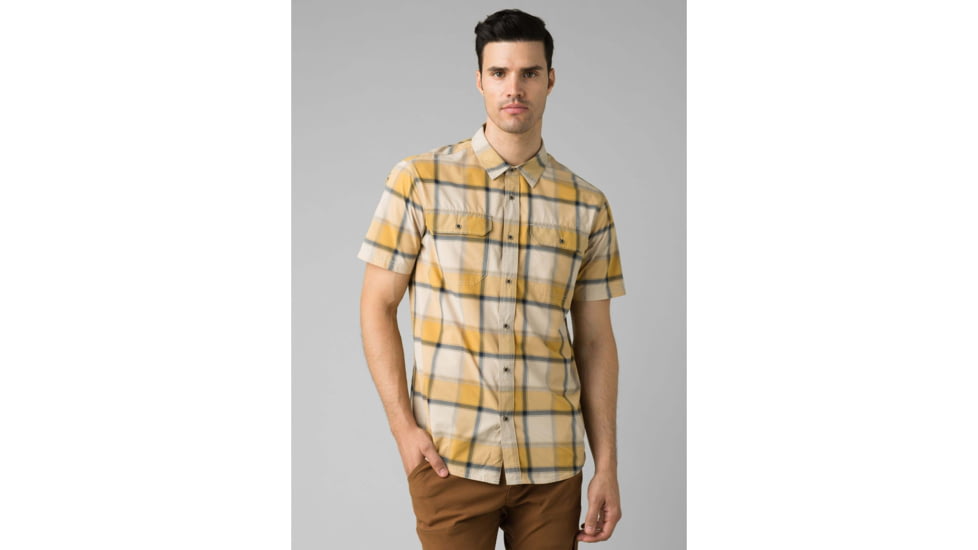 prAna Cayman Plaid Shirt - Mens, Stone, Medium, M11181353-STN-M